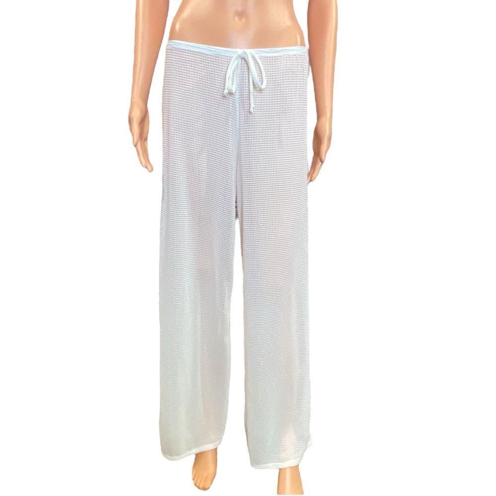 Jordan Taylor White Mesh Pants Beach Cover Up Lounge Wear Loose Fit Women Size M